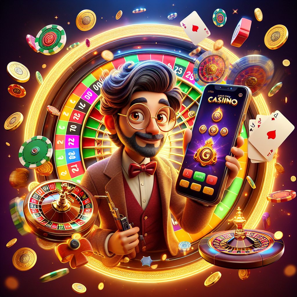 666Taka casino cartoon character with chips, cards, and slot reels in a bright mobile-first scene